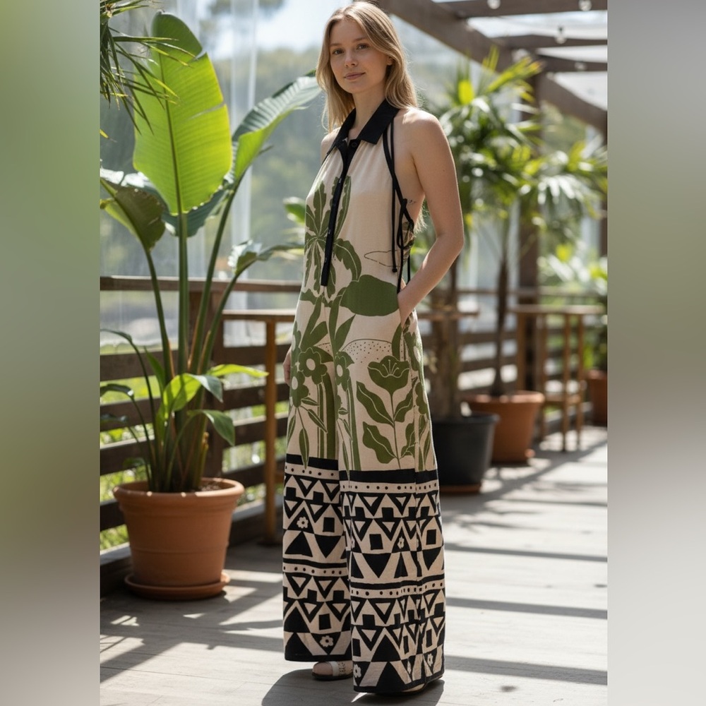 Jenny Polanco Wide Leg Jumpsuit Resort Wear Size XS